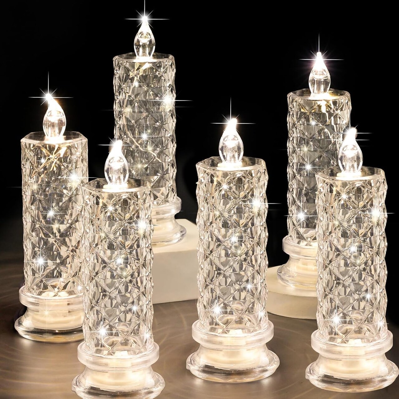 6PCS- 6PCS Romantic Battery Operated Candles Led Pillar 2.5"D x 2.5"W x 7.2"H
